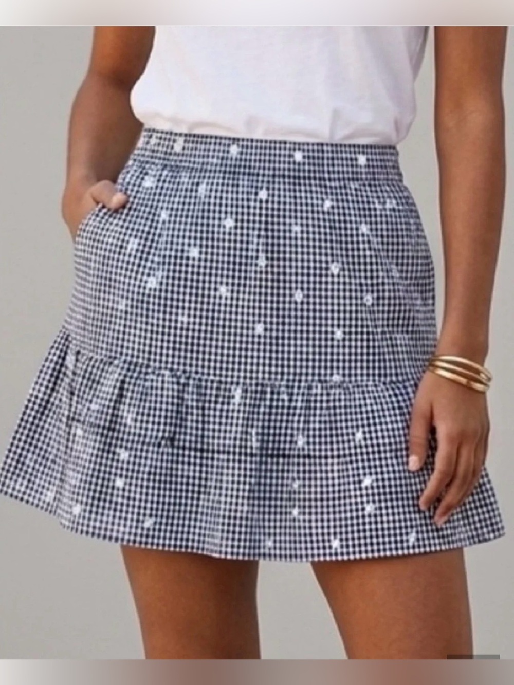 Madewell Blue Gingham Ruffle Mini Skirt - XS